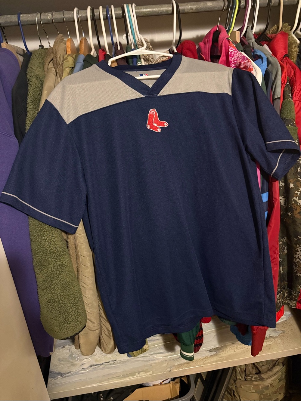 MLB Boston Red Sox Navy and Gray Short-Sleeve Jersey
